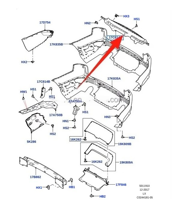 For  Range Rover sport 2014-2022 Rear Bumper Mounting Support Carrier LR045180 Upper Absorber center Bracket